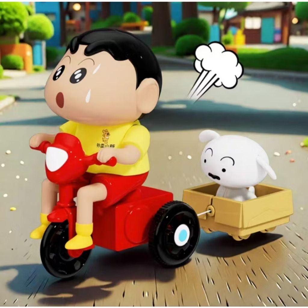 (Đọc mô tả) Đồ chơi lên dây cót: Cậu bé Shin đạp xe kéo thú cưng, 3+ages, No. 689