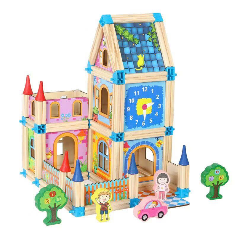 BEILALUNA Đồ chơi giáo dục _ Mô hình lắp ghép nhà gỗ 3D 128pcs 3+Ages No. BLLN-3461