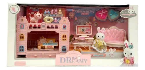 Đồ chơi nhập vai: Dreamy Bay mini Rabbit bunk set_ bộ giường tầng của Thỏ trắng, 3+ages, No. 6678
