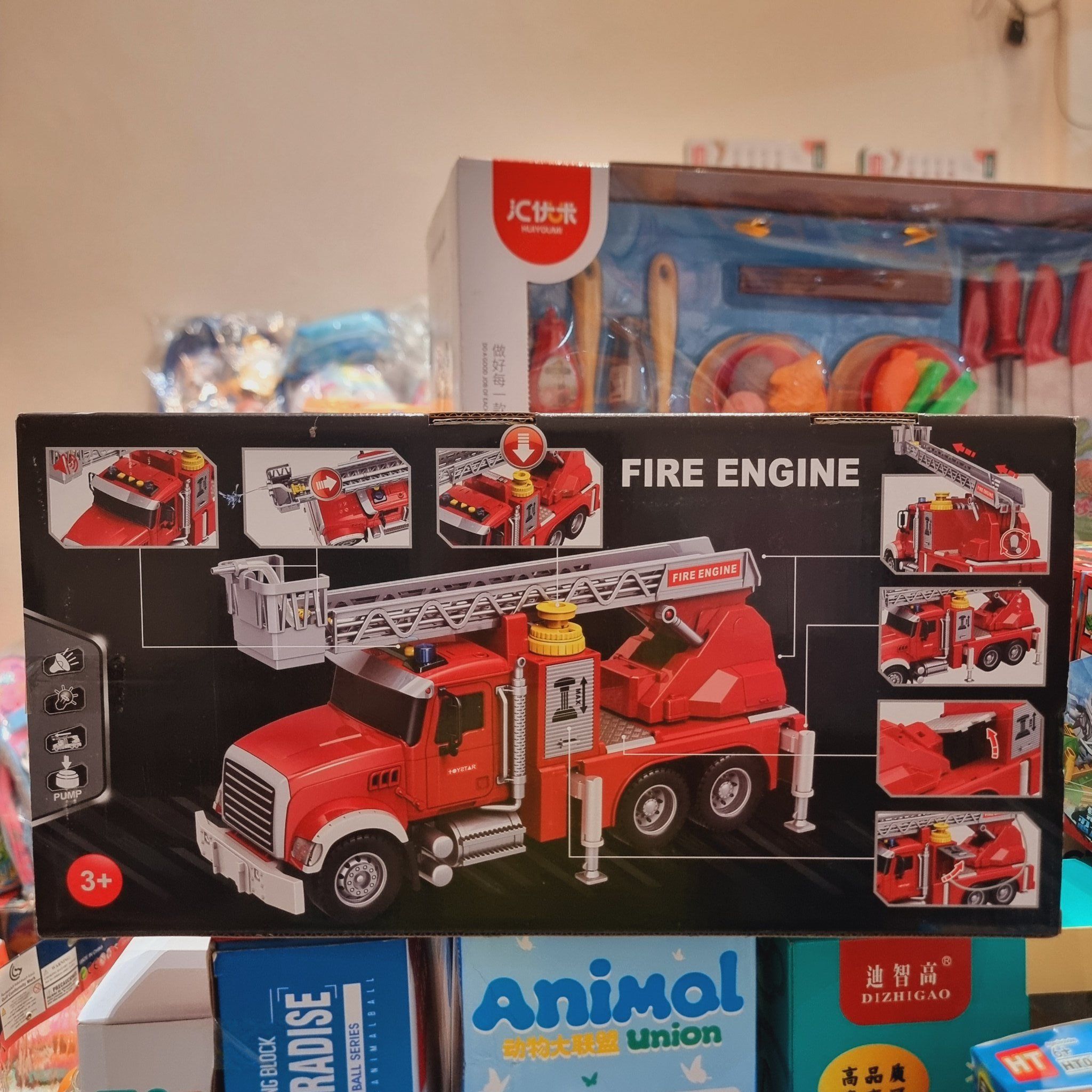 Đồ chơi vận động: Mô hình xe nâng cứu hỏa (Fire engine), dùng pin, 3ages+, No. 666-58P