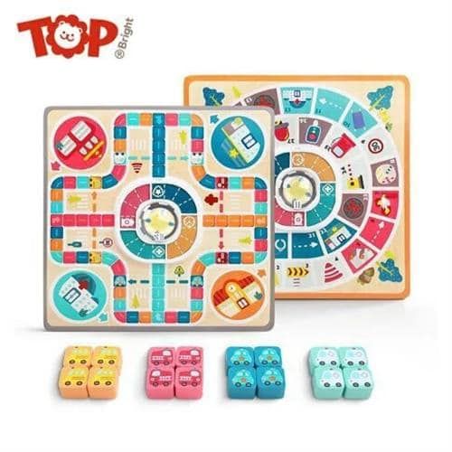 Bộ cờ 2in1 _ Cờ ngựa và cờ oto bằng gỗ _ Top Bright No. 120435