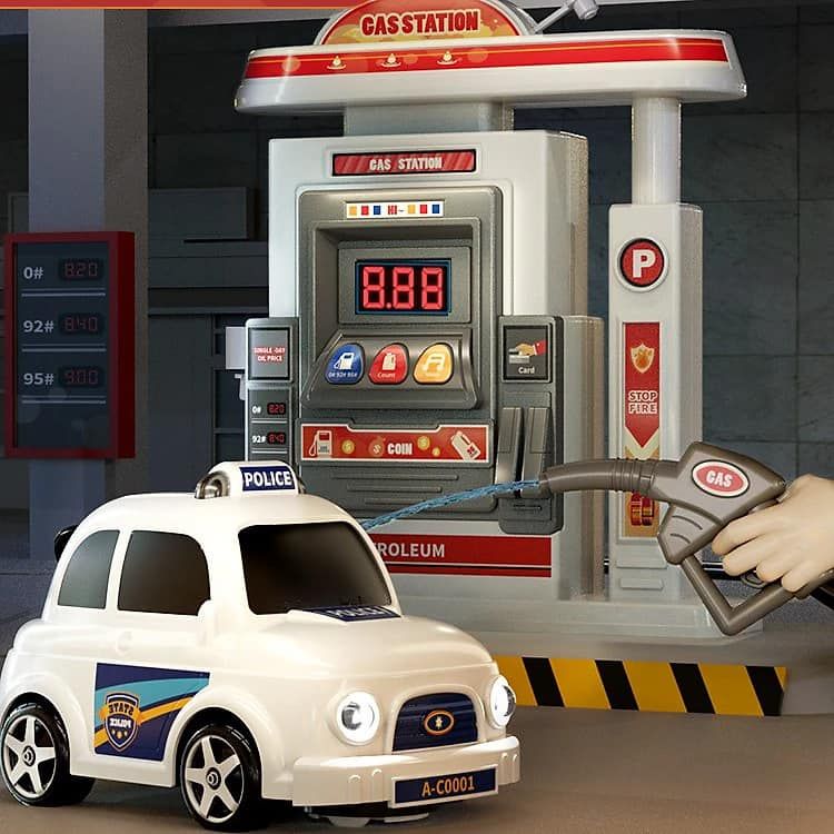 Đồ chơi vận động : Xe ô tô trẻ em mô hình trạm xăng mini có đèn nhạc No. H375A