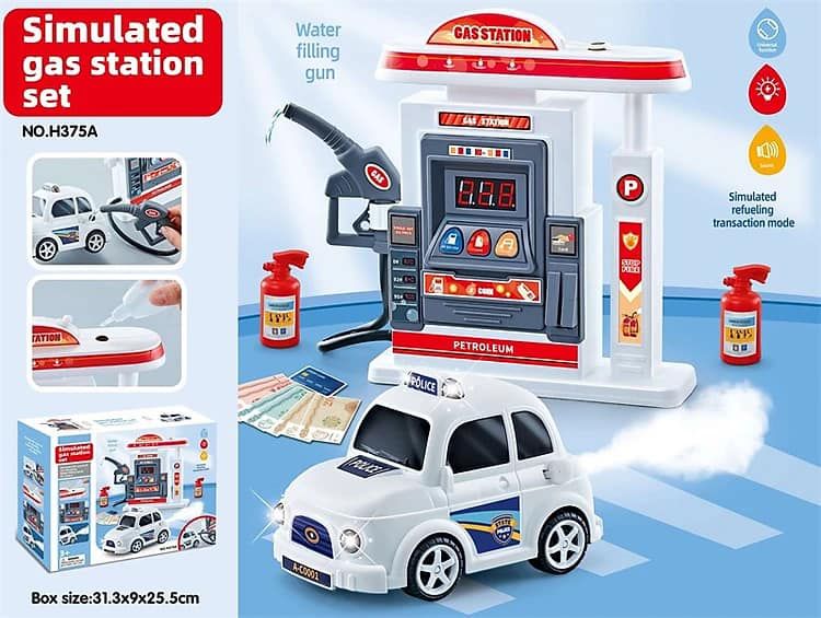 Đồ chơi vận động : Xe ô tô trẻ em mô hình trạm xăng mini có đèn nhạc No. H375A