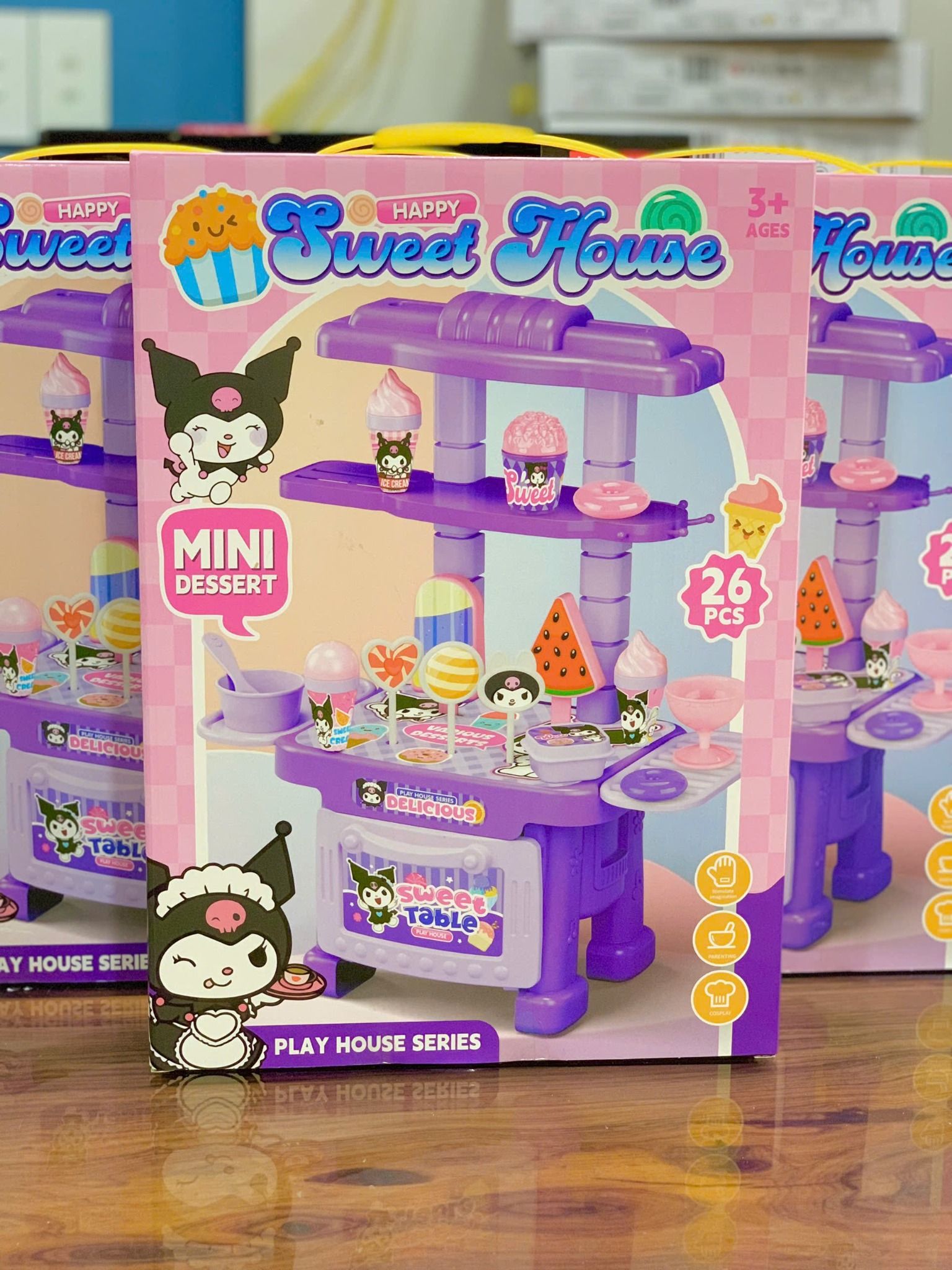 Bộ sưu tập SANRIO: quầy tráng miệng, nhà bếp bếp mini KUROMI (Mini dessert), 23pcs, 3+ages, No. 2016-260,261