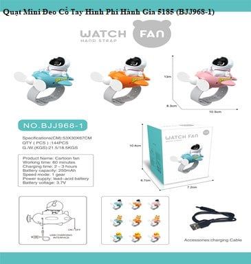 Quạt Mini Đeo Cổ Tay Hình Phi Hành Gia 5185 (BJJ968-1)