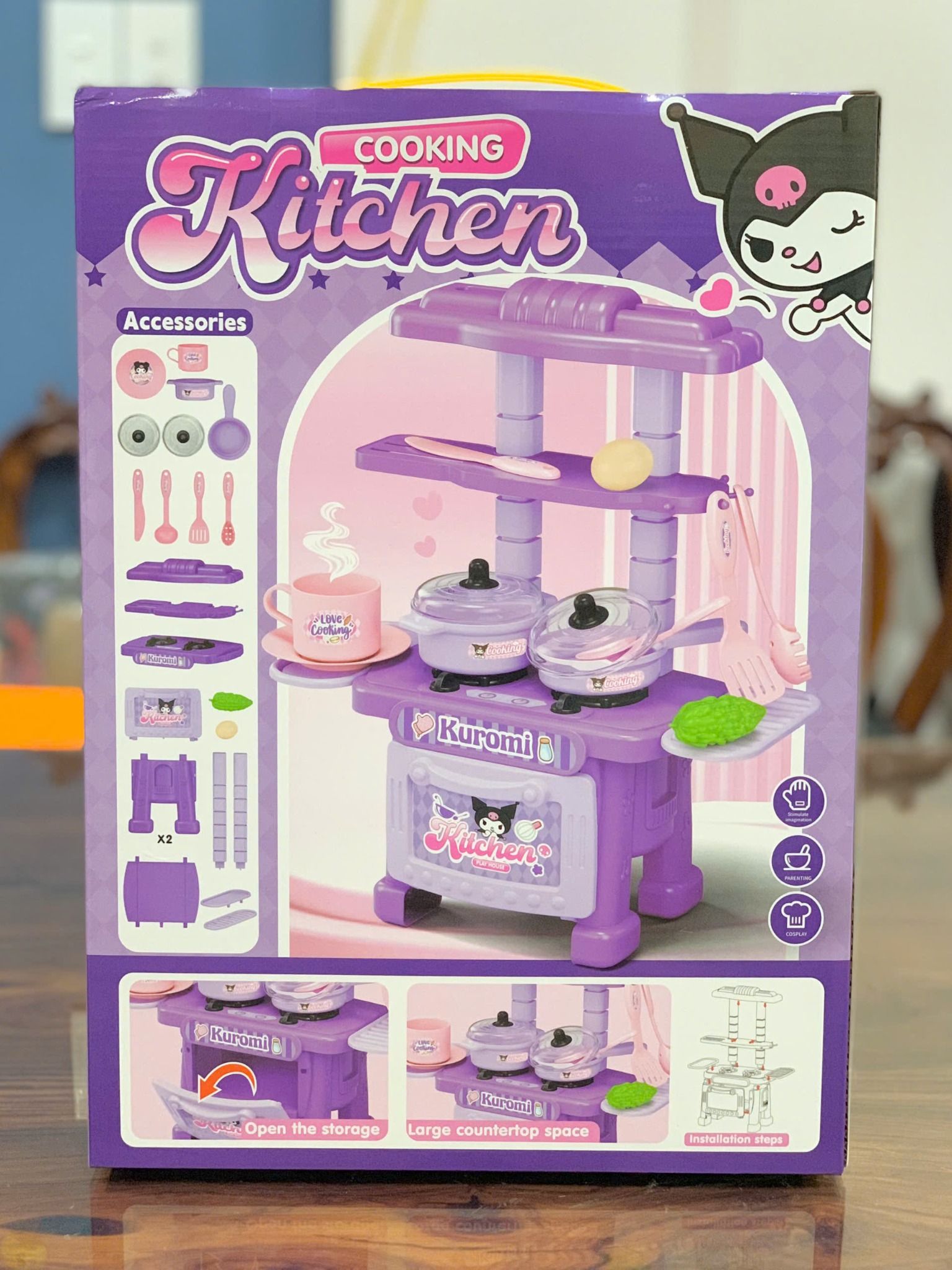 Bộ sưu tập SANRIO: quầy tráng miệng, nhà bếp bếp mini KUROMI (Mini dessert), 23pcs, 3+ages, No. 2016-260,261