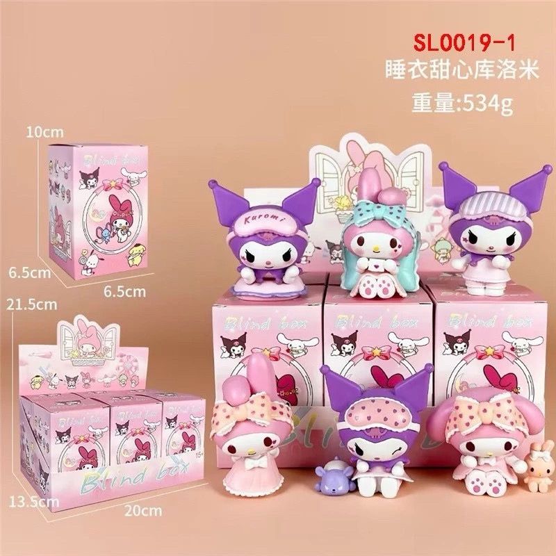 Hộp mù blindbox: Set 6 búp bê nhân vật Kuromi, Melody & Kuromi&Melody ( có lẻ )