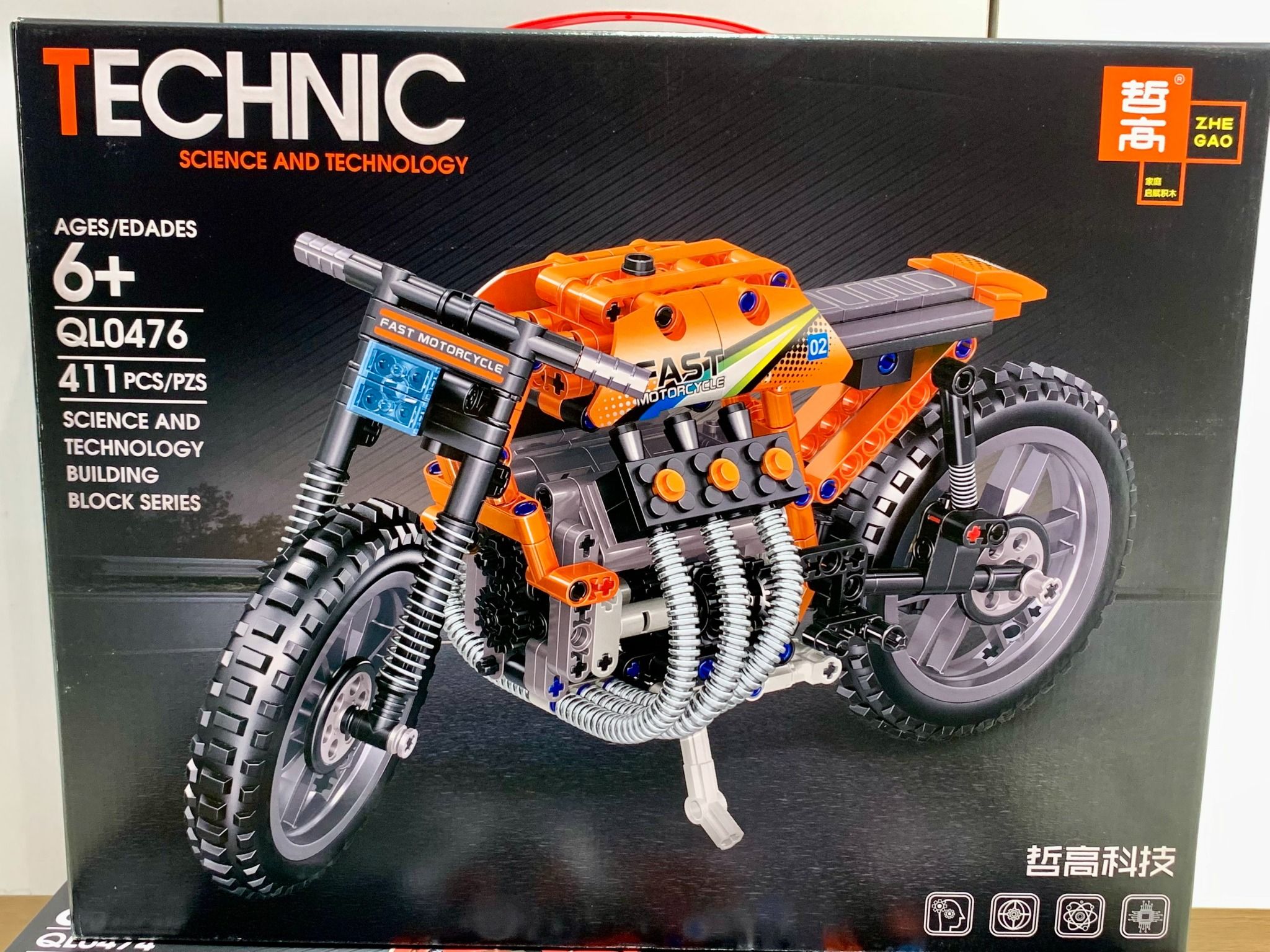 Đồ chơi lắp ráp ZHEGAO TECHNIC: mô hình xếp khối Moto phân khối lớn 'ĐỘ', ~400pcs, 6+ages, No. QL0476, QL0474
