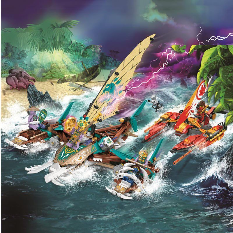 Đồ chơi lắp ráp: bộ xếp khối LARI Ninja Blocks Series ( Trận đánh trên biển Catamaran ) 820pcs, 6+ages, No. 3083