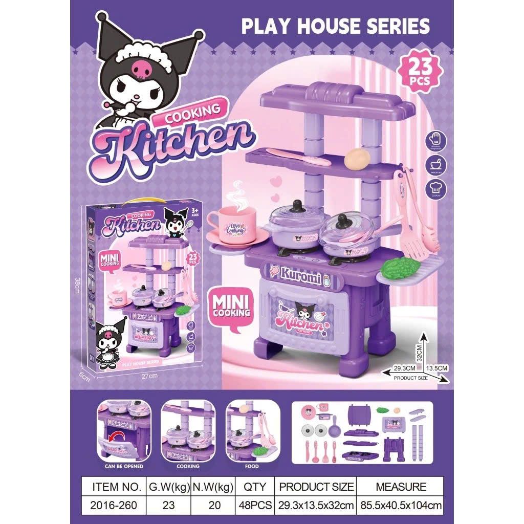 Bộ sưu tập SANRIO: quầy tráng miệng, nhà bếp bếp mini KUROMI (Mini dessert), 23pcs, 3+ages, No. 2016-260,261