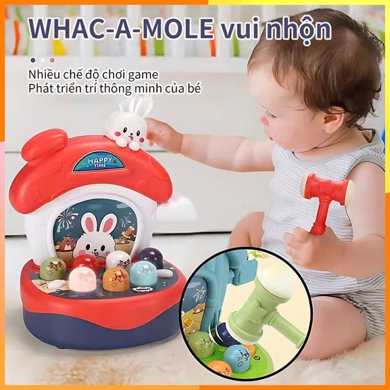 Đồ chơi vận động: Bộ đập Thỏ vui nhộn có nhạc _ HappyHamster, dùng pin, 3+ages, No. 162-15