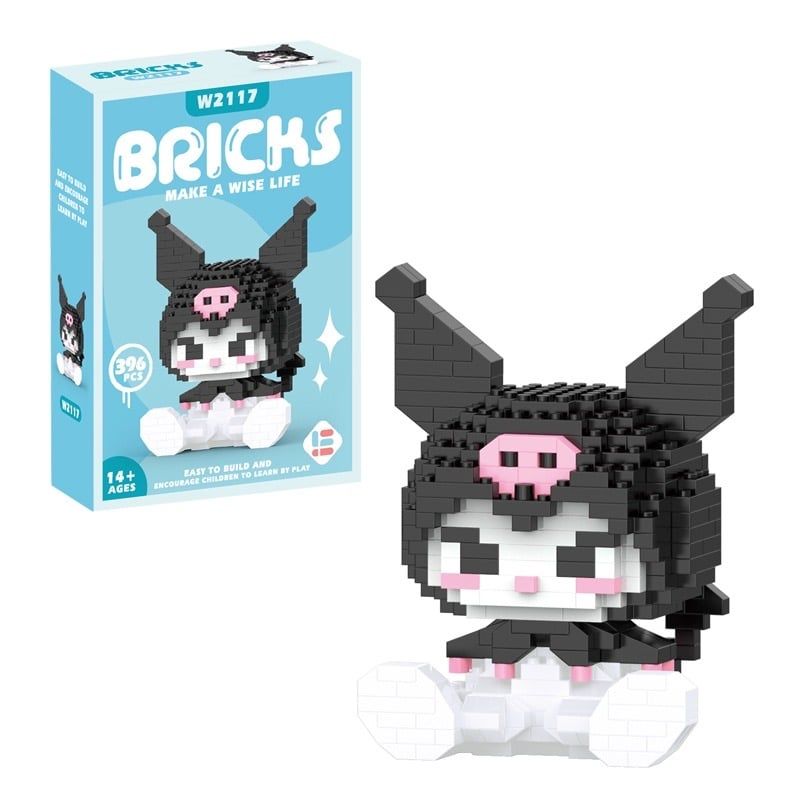 Bộ sưu tập SANRIO: Bộ lắp ráp xếp hình nhân vật Kuromi My Melody, Hello Kitty, 400pcs, +14ages, Model W2117, W228, W2119