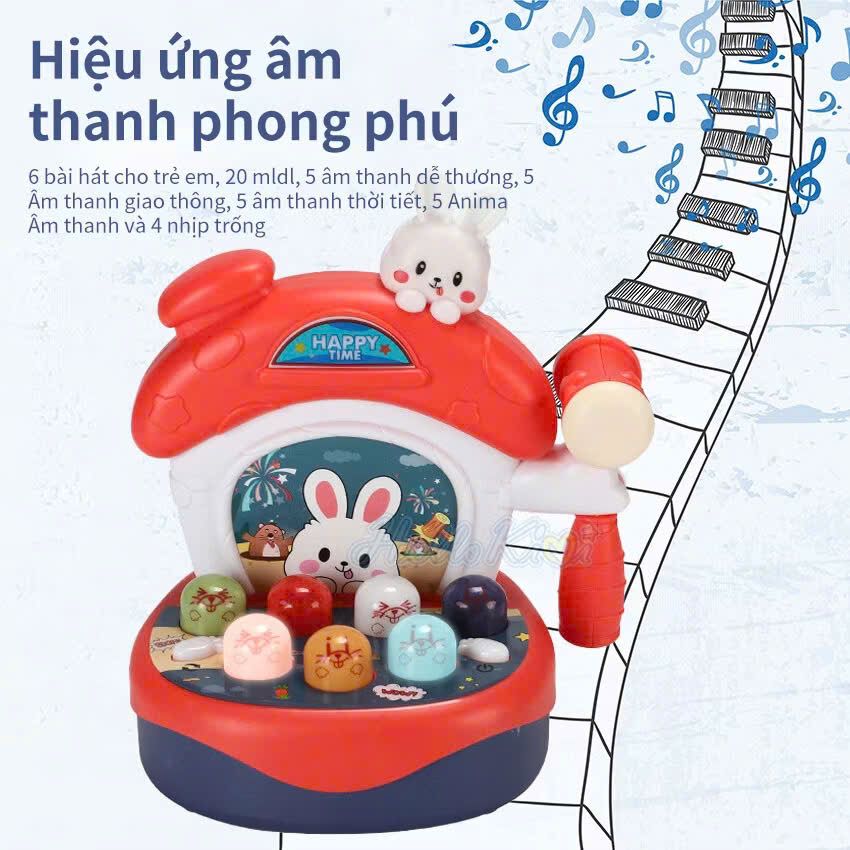 Đồ chơi vận động: Bộ đập Thỏ vui nhộn có nhạc _ HappyHamster, dùng pin, 3+ages, No. 162-15