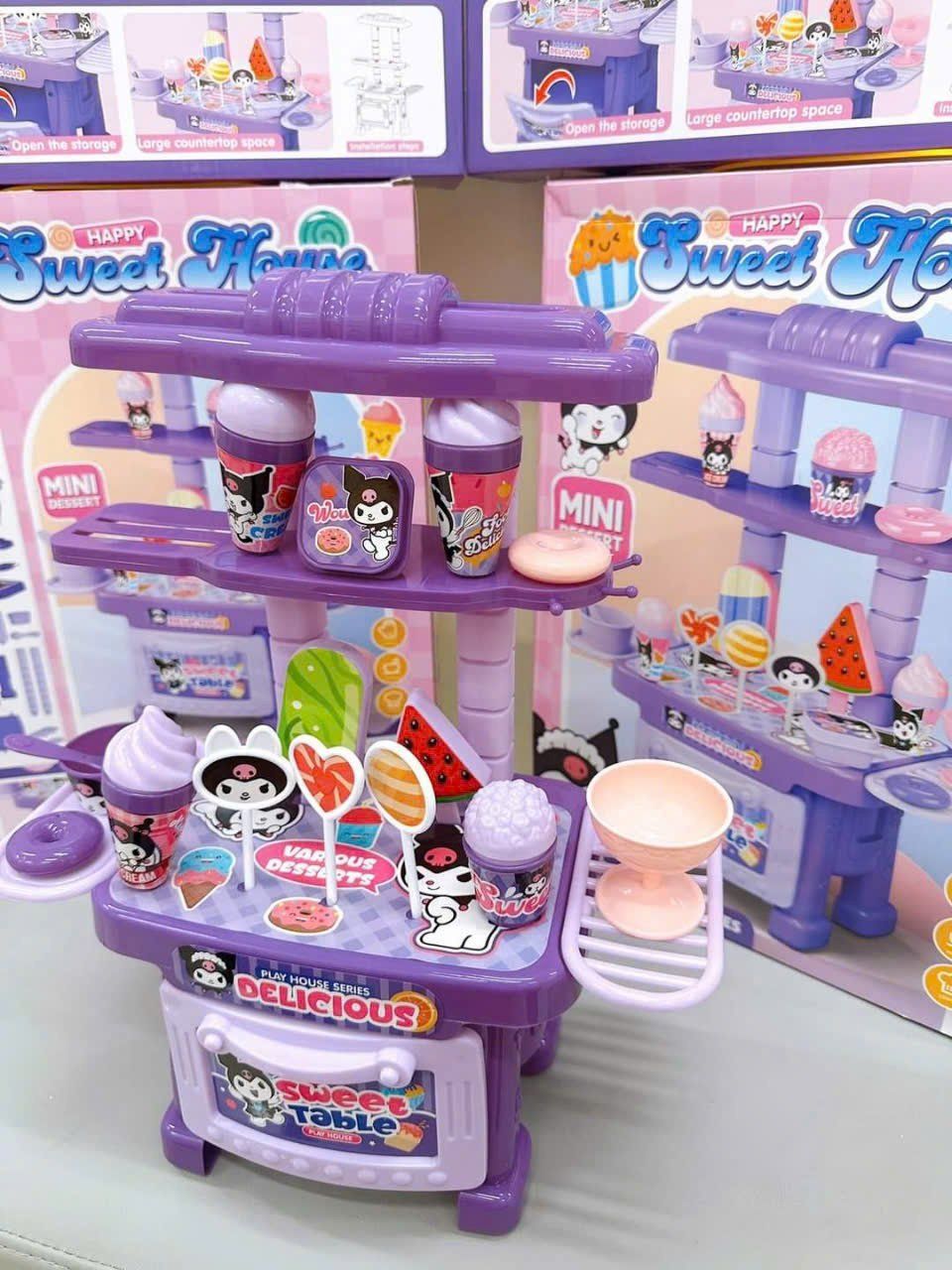 Bộ sưu tập SANRIO: quầy tráng miệng, nhà bếp bếp mini KUROMI (Mini dessert), 23pcs, 3+ages, No. 2016-260,261