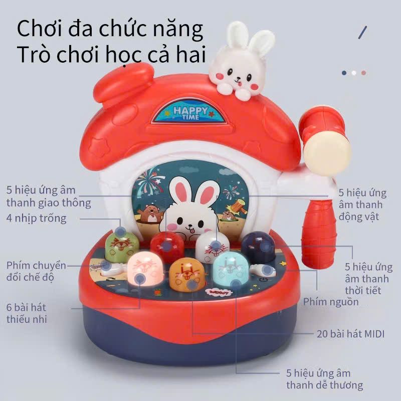 Đồ chơi vận động: Bộ đập Thỏ vui nhộn có nhạc _ HappyHamster, dùng pin, 3+ages, No. 162-15