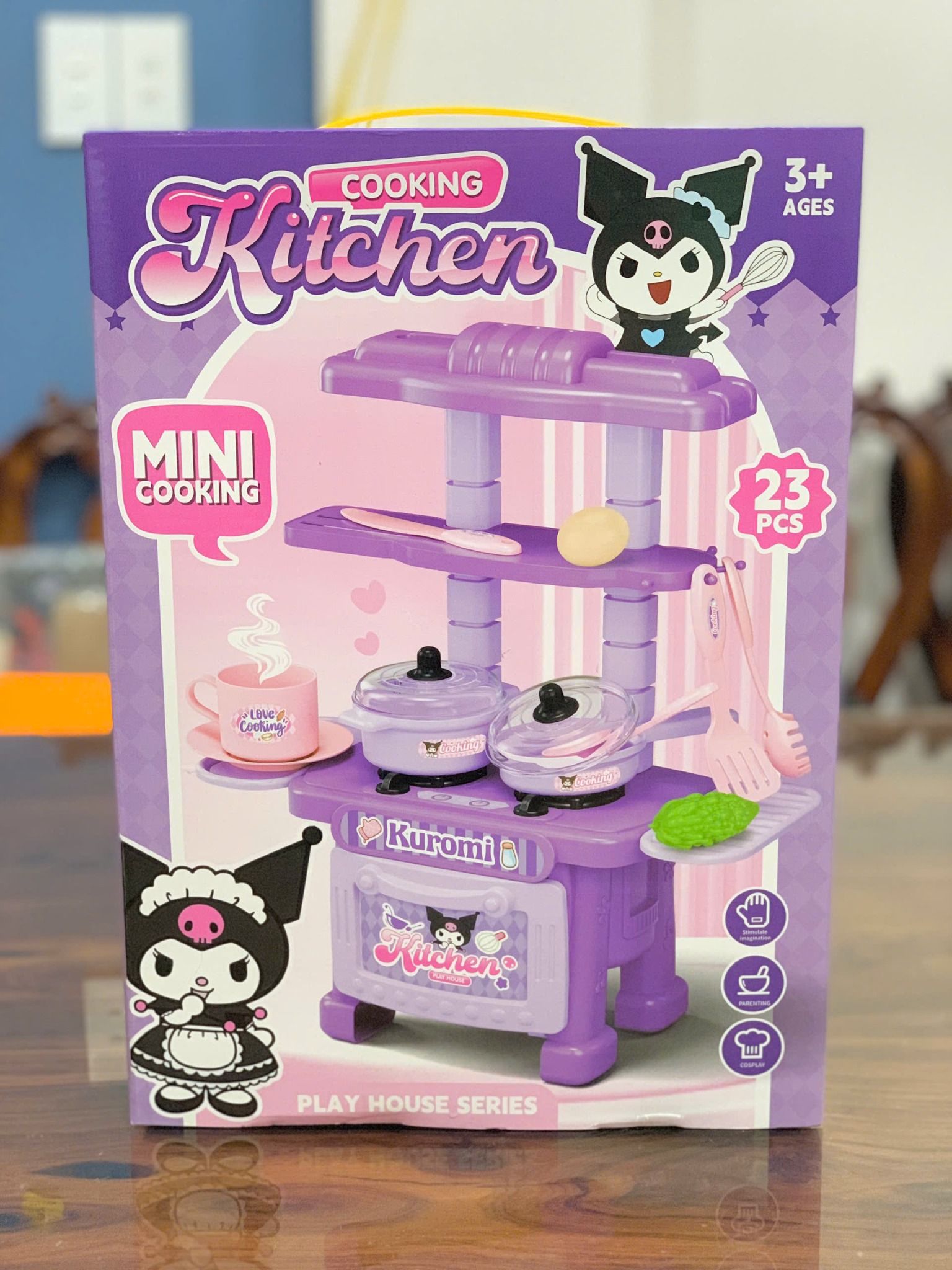 Bộ sưu tập SANRIO: quầy tráng miệng, nhà bếp bếp mini KUROMI (Mini dessert), 23pcs, 3+ages, No. 2016-260,261