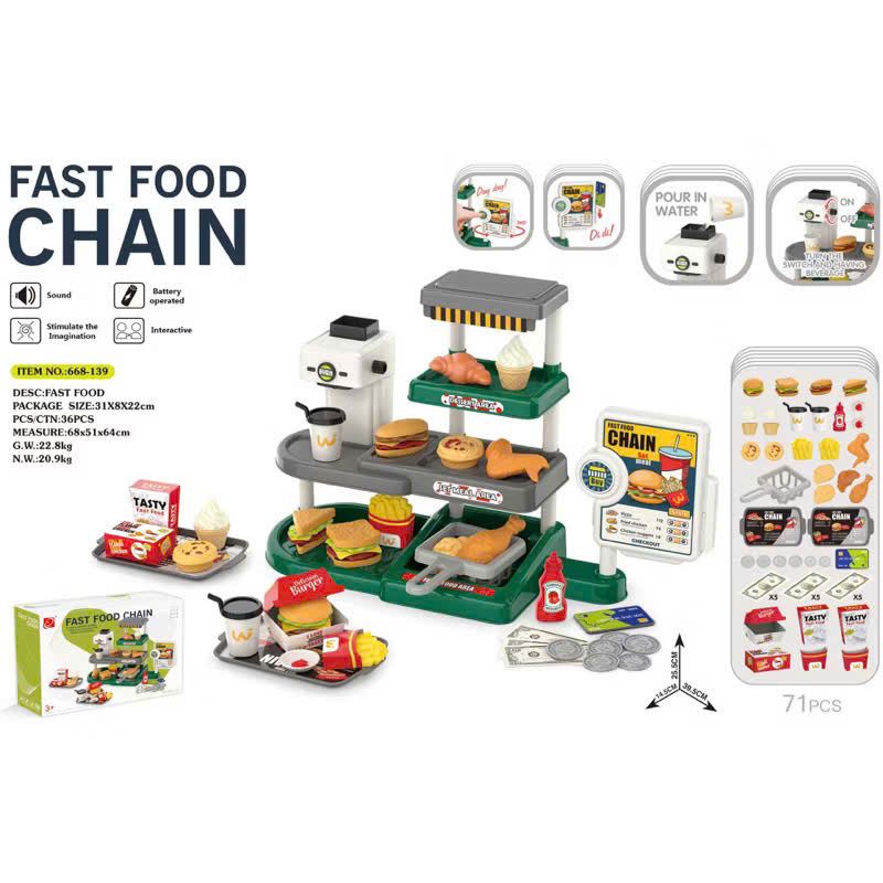 Đồ chơi nhập vai : Quầy thu ngân đồ ăn nhanh (Fast food chain), 3ages+, No. 668-139