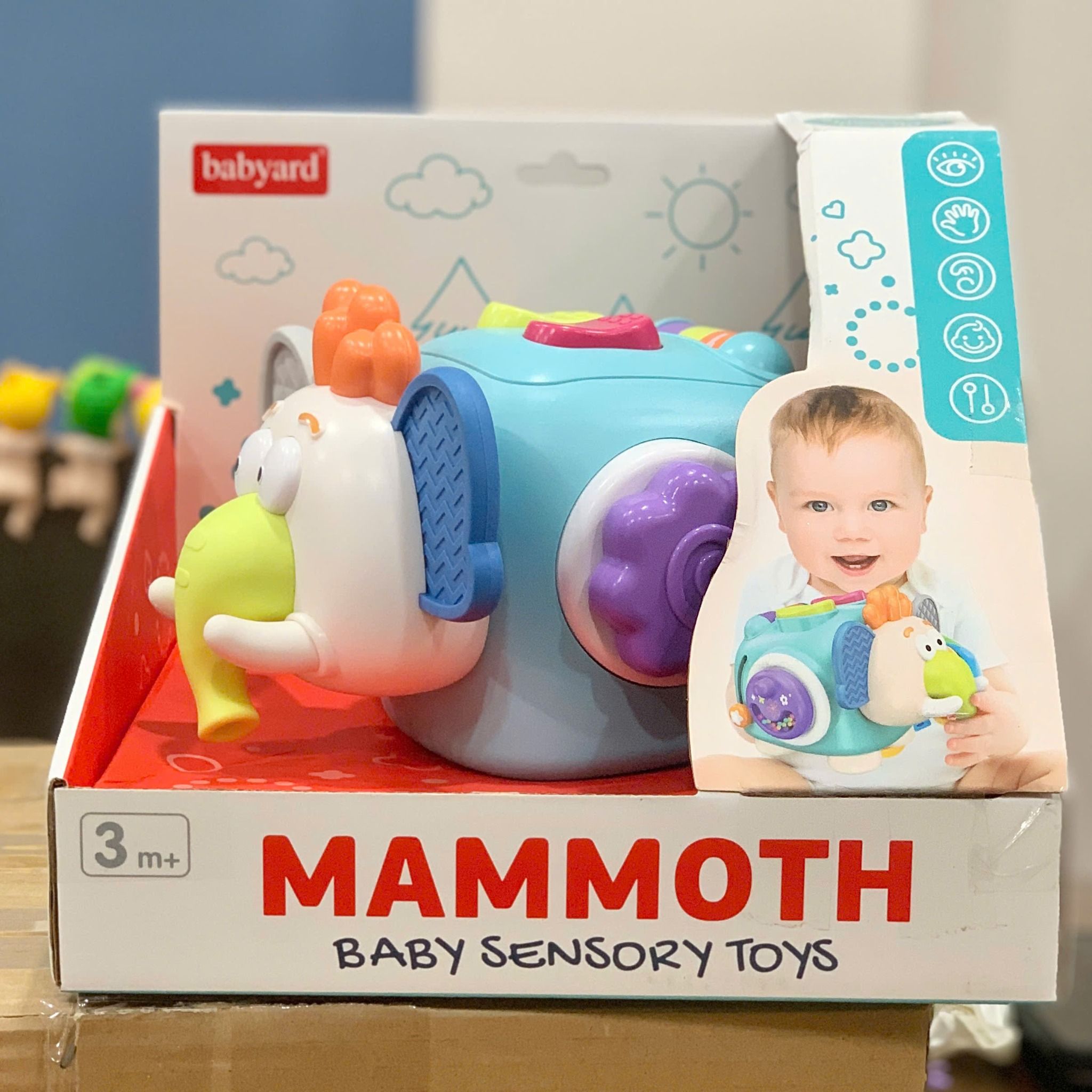Đồ chơi vận động : Hộp chú Voi bận rộn giúp các bé sơ sinh làm quen với âm thanh, hình khối và màu sắc, 3m+, No. BY115
