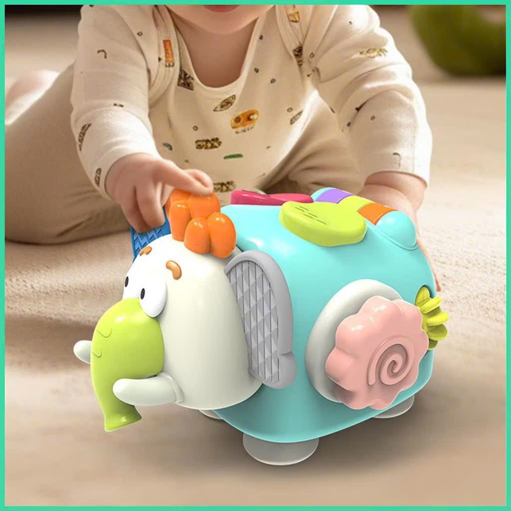 Đồ chơi vận động : Hộp chú Voi bận rộn giúp các bé sơ sinh làm quen với âm thanh, hình khối và màu sắc, 3m+, No. BY115