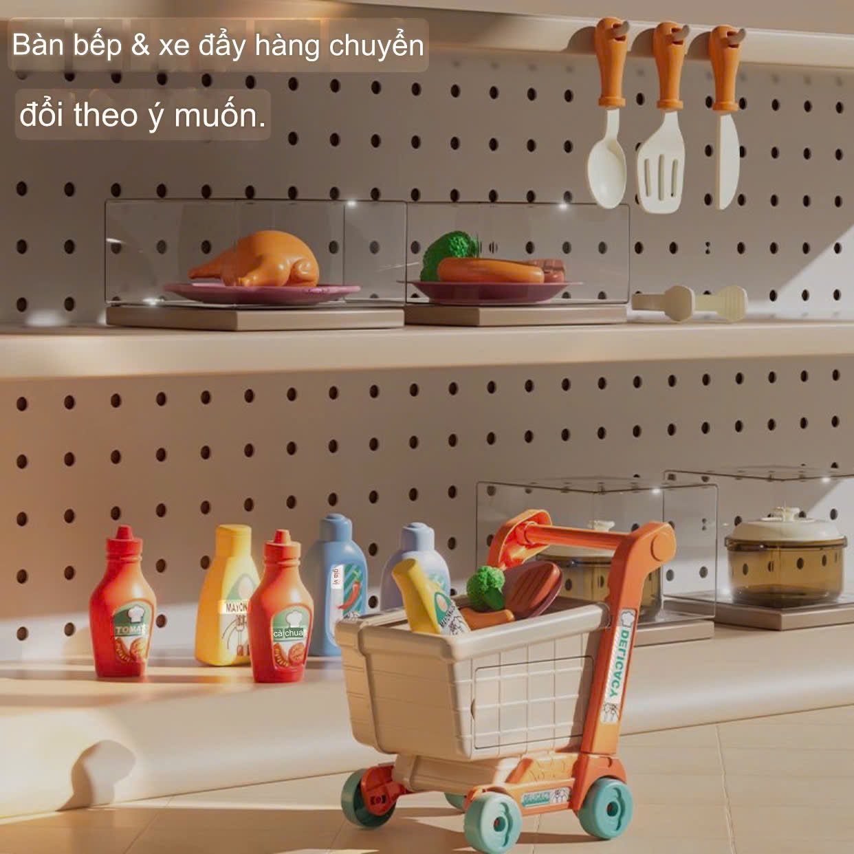 Đồ chơi nhập vai: Xe đẩy bếp có thể tháo rời và giả lập nấu ăn vui vẻ, 3+ages, No. 928