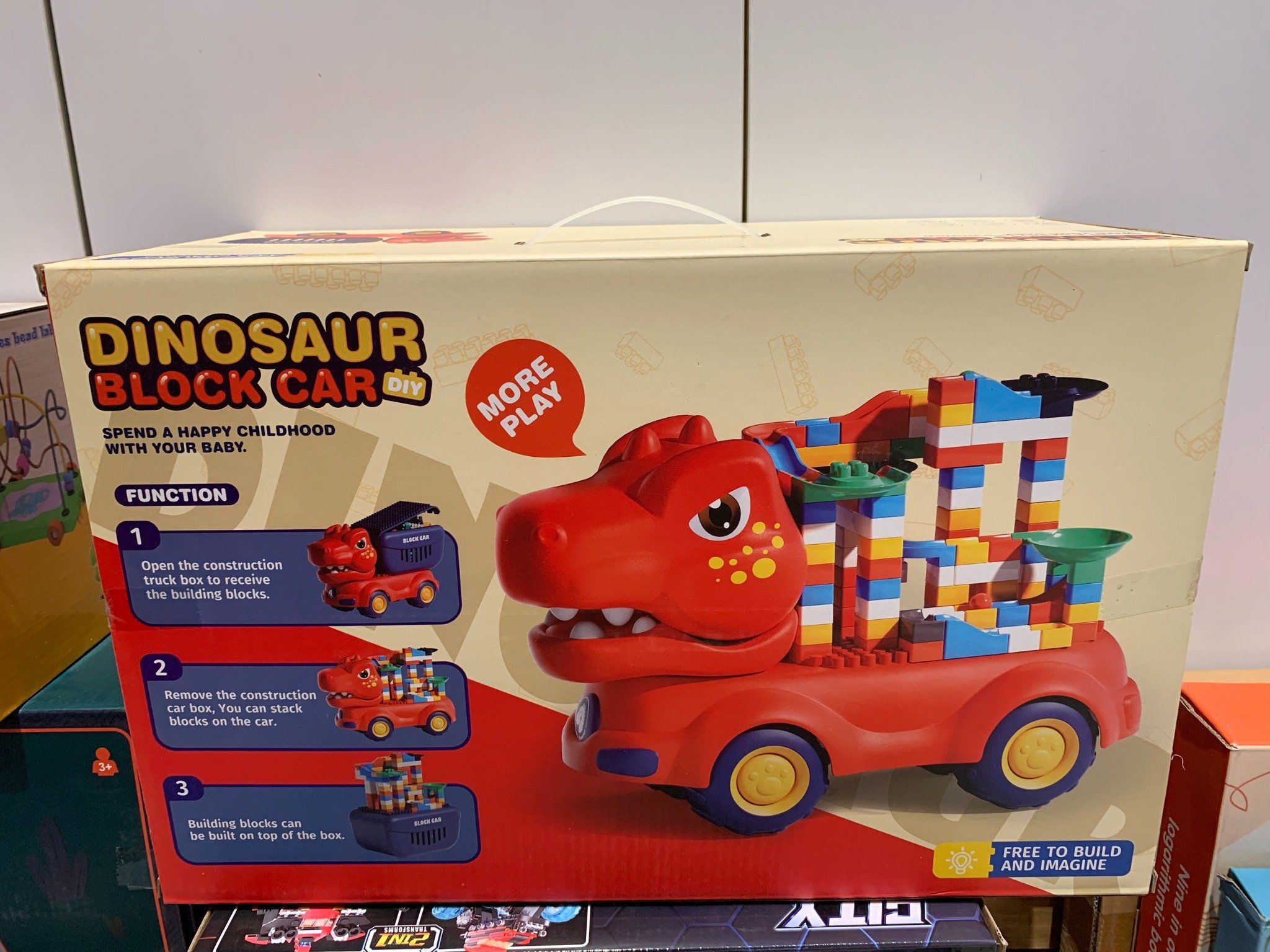 Đồ lắp ghép(big size): Khủng long vận chuyển các khối hình (Spend a hapy childhood with your baby),124pcs, +3Ages, No. 9628