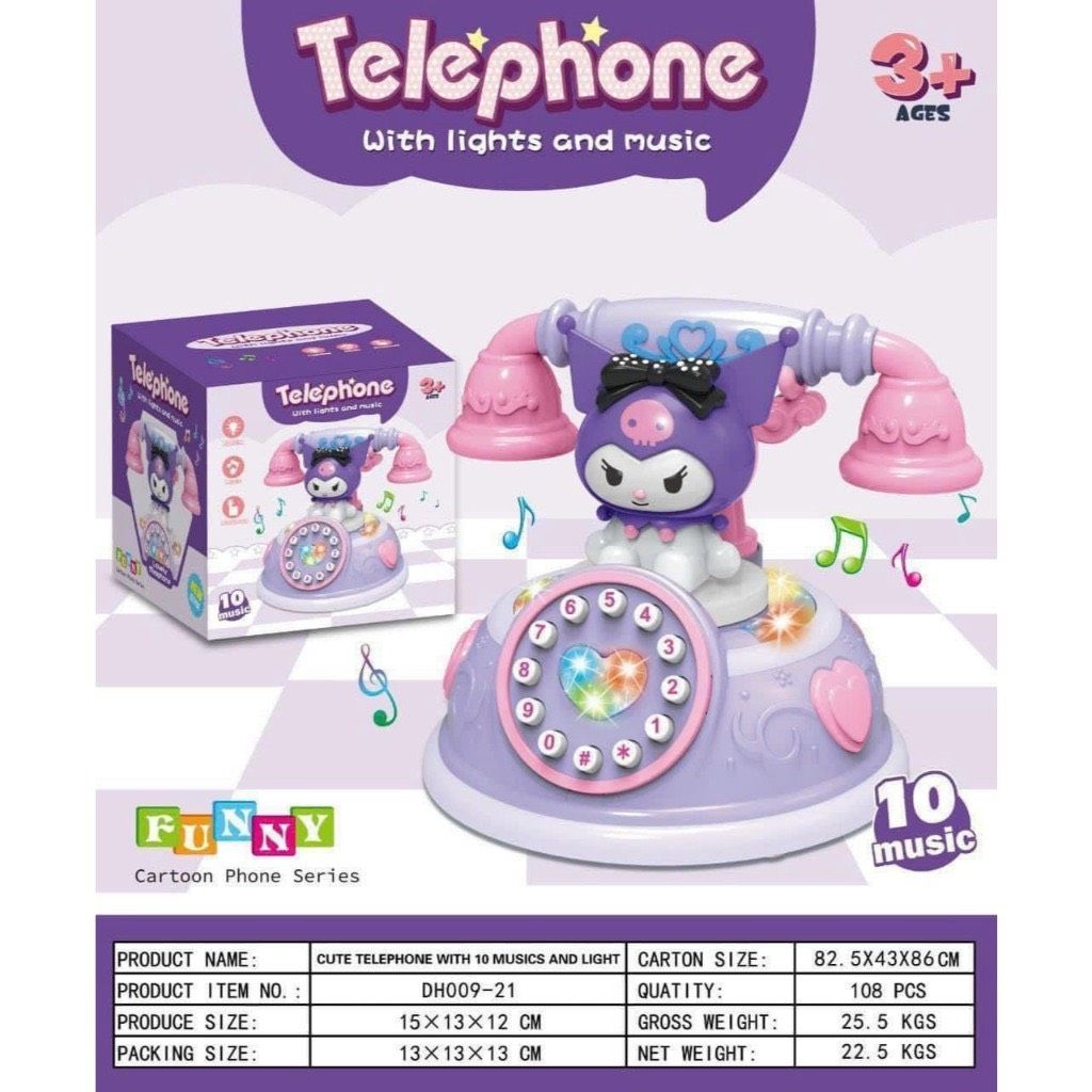 Bộ sưu tập KUROMI: điện thoại bàn (với đèn và nhạc), 3+ ages, No. DH009-21