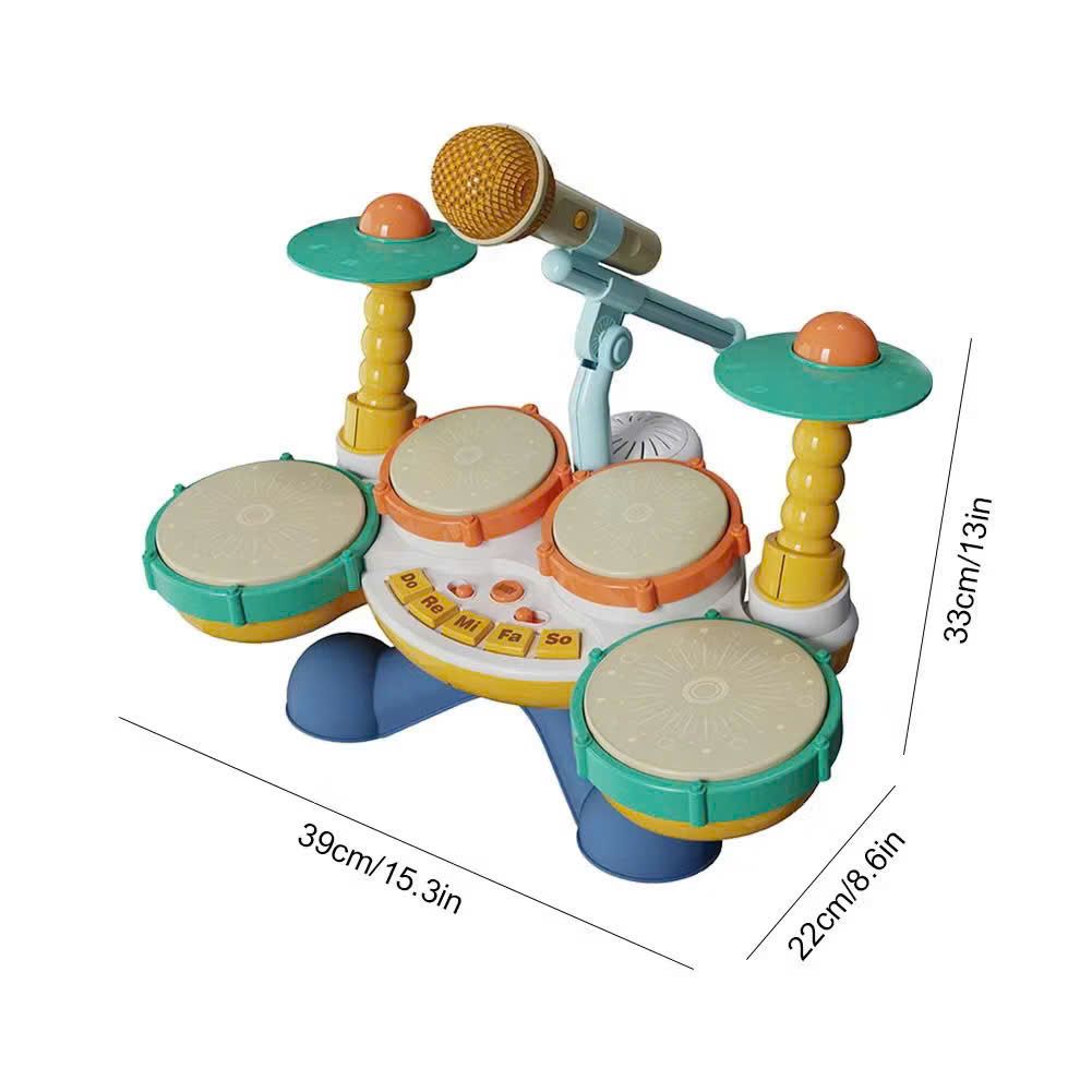 Đồ chơi vận động: Dàn trống đa chức năng kèm micro hát hò tung hứng (Music jazz drum), 12M+, No. Q60077
