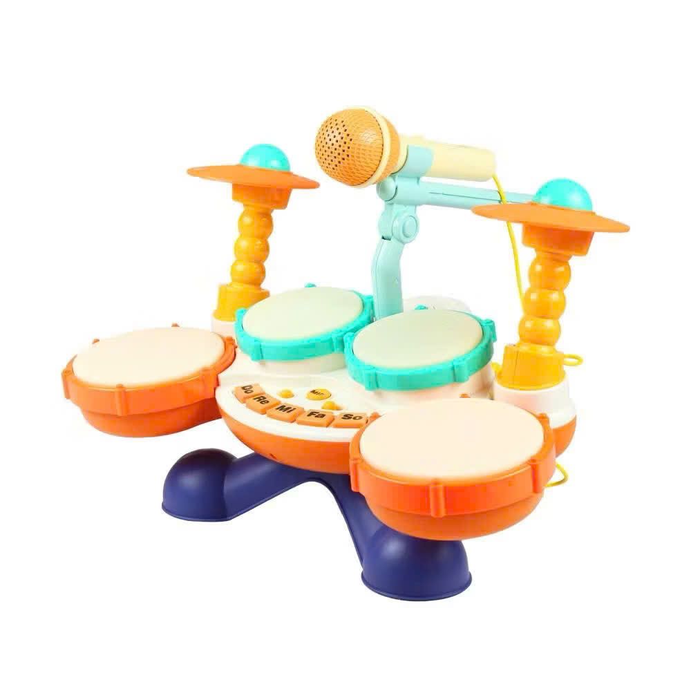 Đồ chơi vận động: Dàn trống đa chức năng kèm micro hát hò tung hứng (Music jazz drum), 12M+, No. Q60077