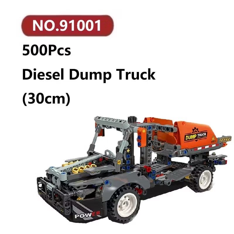 Đồ chơi lắp ráp : mô hình xếp khối Xe công trình ben (Dump truck) 500 chi tiết, thương hiệu JIE STAR 6+ages, No. 91001
