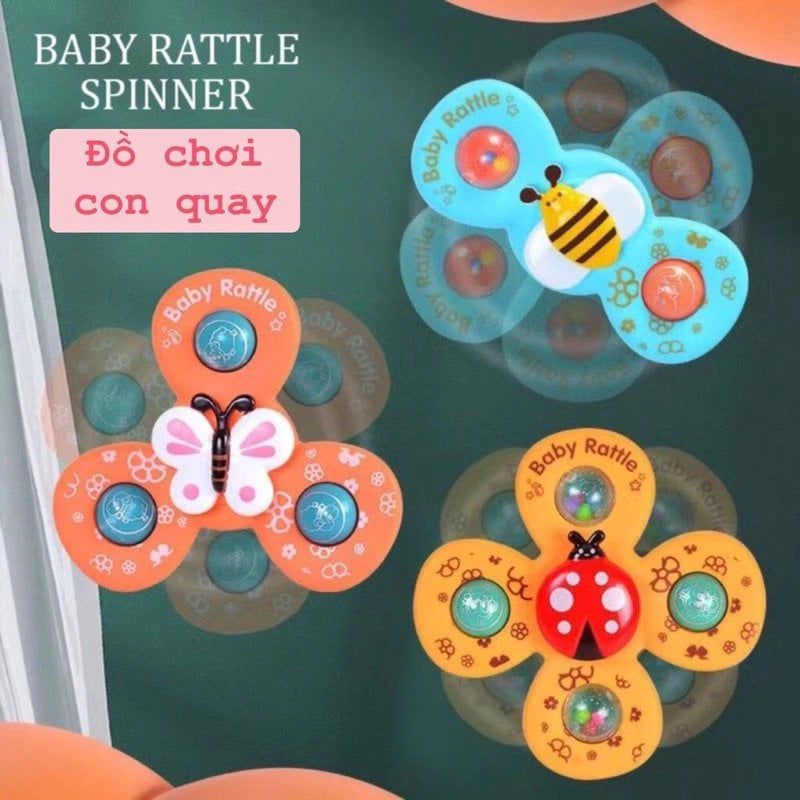 Đồ chơi sơ sinh và mẫu giáo: Set 3 Con Quay Spinner 3 món Hình Côn Trùng Cho Bé, 18m+, model