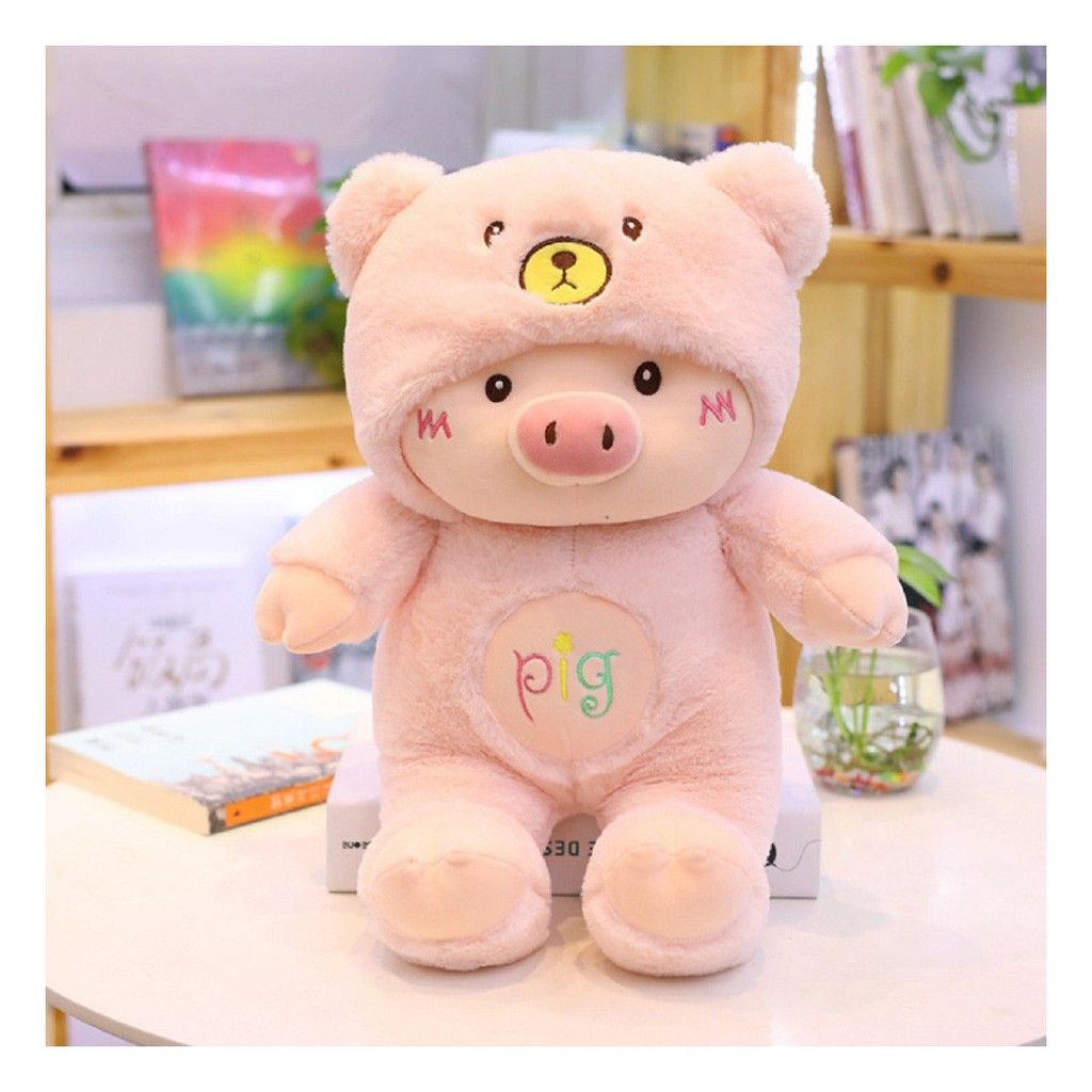 Gấu bông: Chú heo đội nón size L