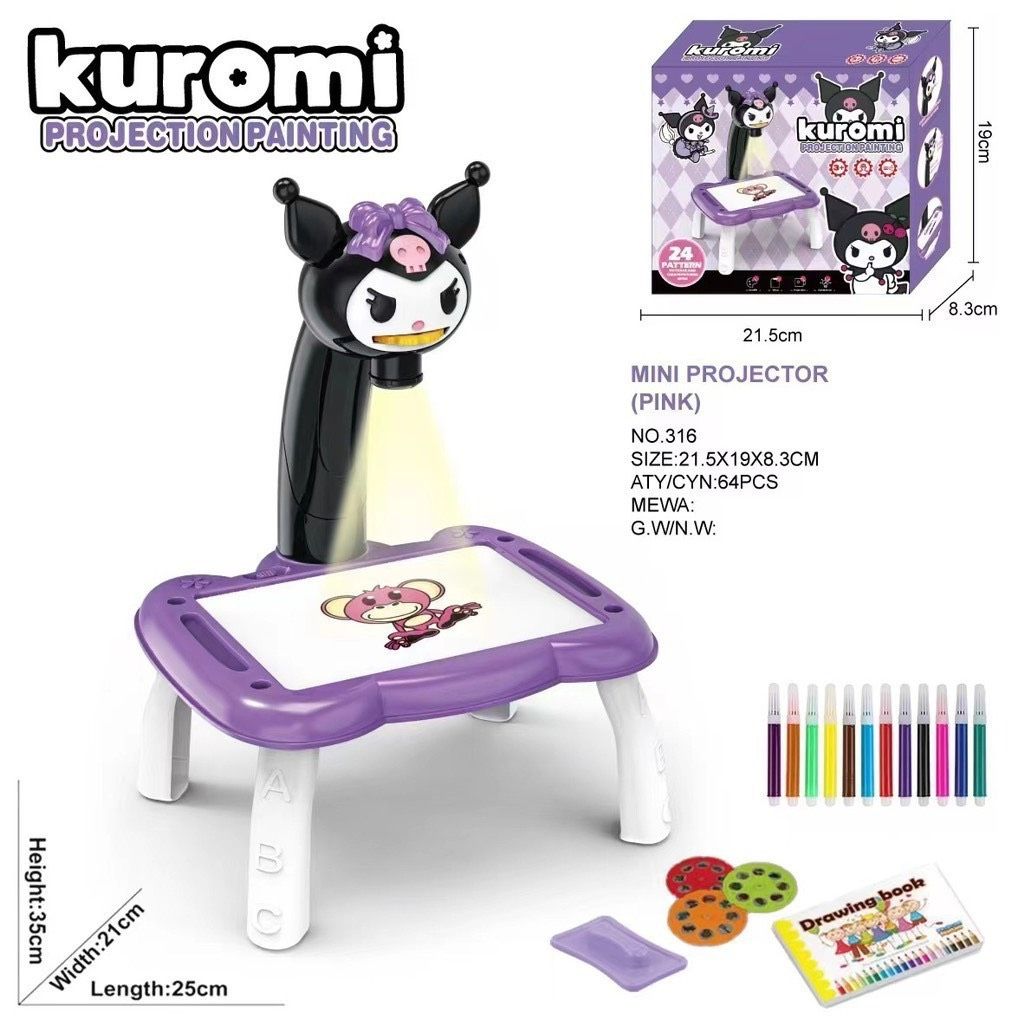Bộ sưu tập Kuromi: Bàn vẽ và đèn chiếu kèm bút màu, 3+ ages, No. 316