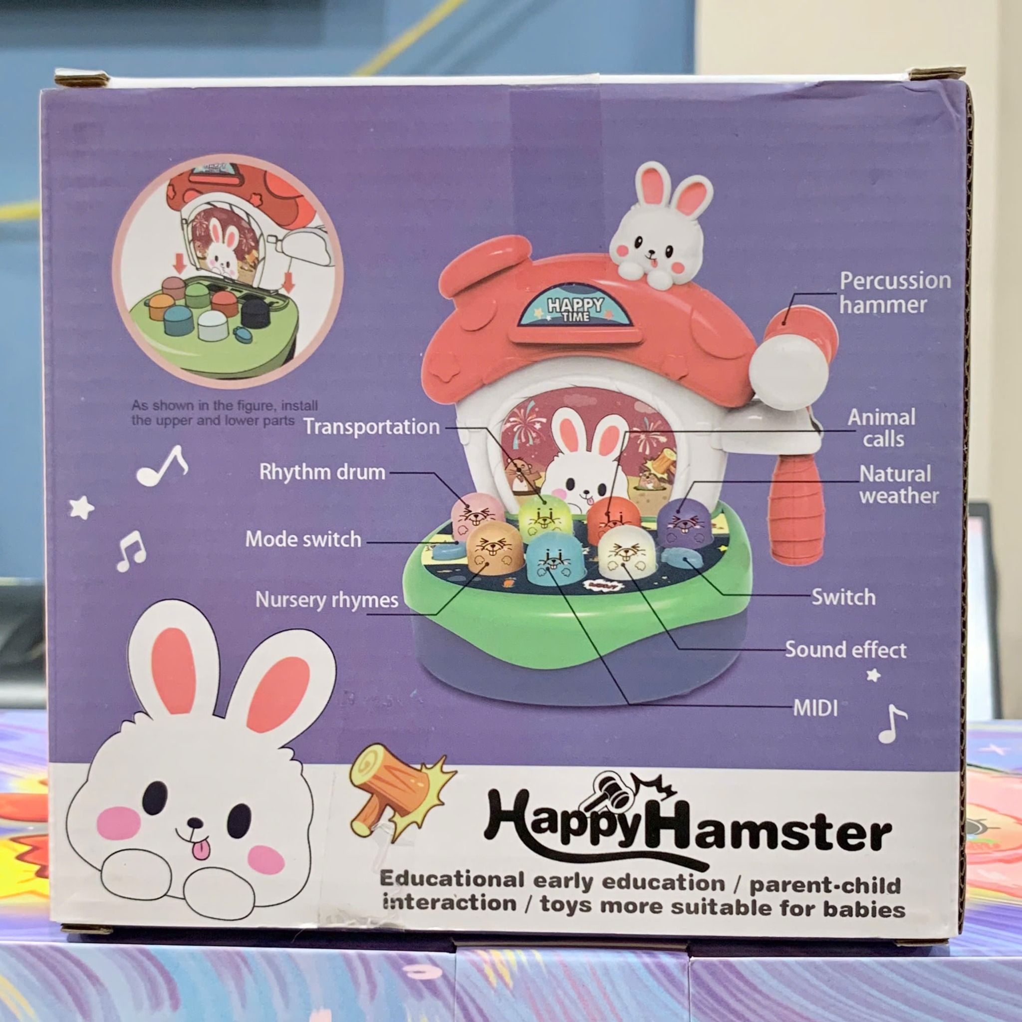 Đồ chơi vận động: Bộ đập Thỏ vui nhộn có nhạc _ HappyHamster, dùng pin, 3+ages, No. 162-15