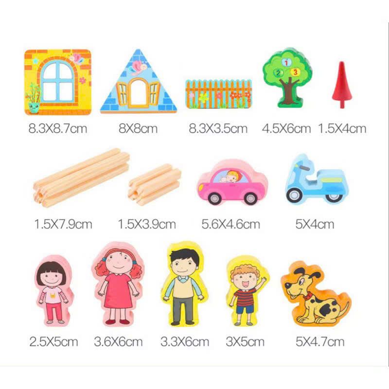 BEILALUNA Đồ chơi giáo dục _ Mô hình lắp ghép nhà gỗ 3D 128pcs 3+Ages No. BLLN-3461
