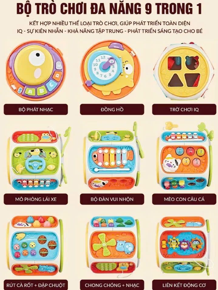 Đồ chơi vận động: Khối lập phương phát nhạc 9in1, 3+ ages, No. 6216