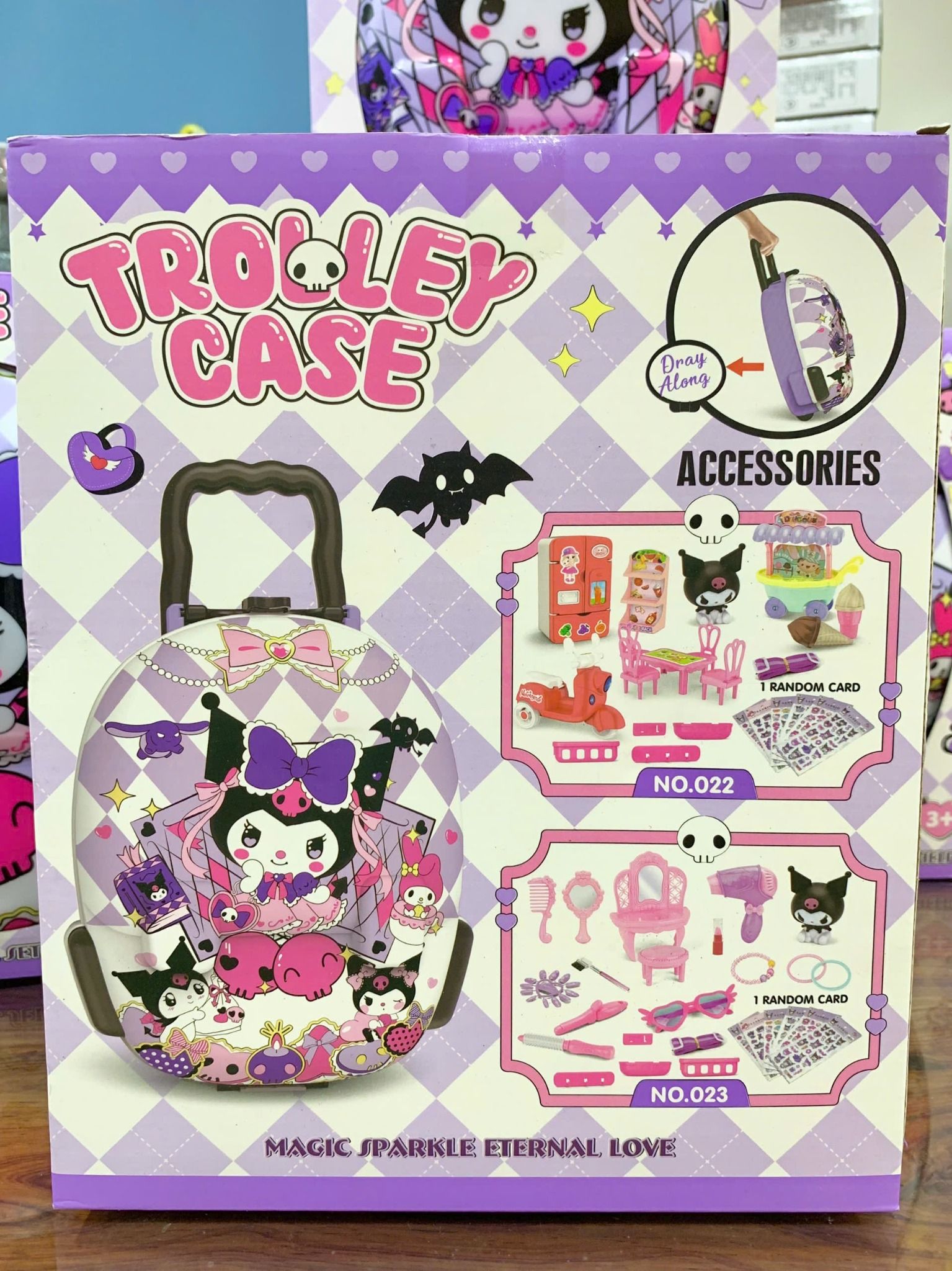 Bộ sưu tầm SANRIO: vali đồ chơi trang điểm Kuromi, kt 26.8x11x22.2cm, 3+ages, NO. 023