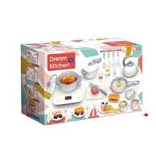 Đồ chơi nhập vai: bộ bếp điện từ (Nồi, ấm, chảo, tách, bánh), dùng pin, 6ages+ No. 502-1A
