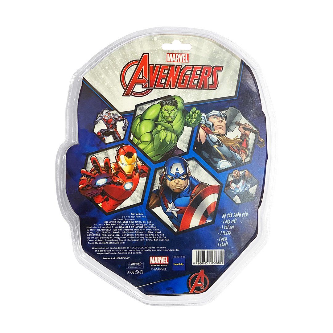 Bộ học tập kèm hộp bút 5 món Avengers