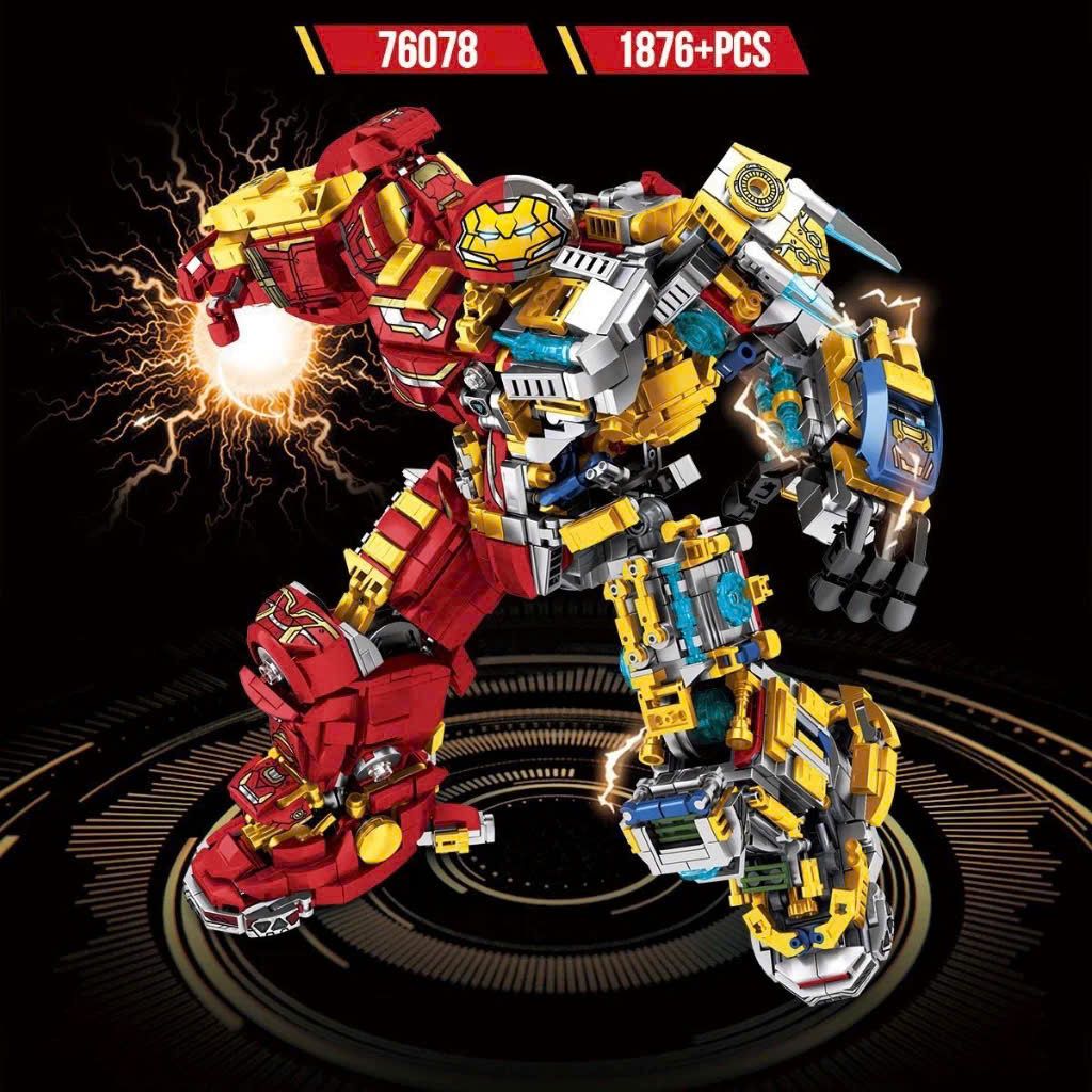 Đồ chơi lắp ráp: Mô hình Robot Người sắt phiên bản cơ khí big size, 1876pcs, 6+ages, No. 76078