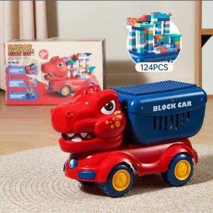 Đồ lắp ghép(big size): Khủng long vận chuyển các khối hình (Spend a hapy childhood with your baby),124pcs, +3Ages, No. 9628