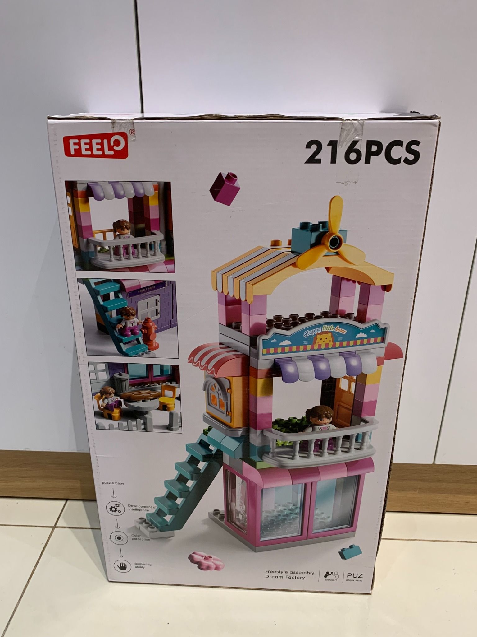 Đồ chơi lắp ghép FEELO PUZ BRAIN GAME: bộ xếp khối Lâu đài cối xoay gió, +3ages, 216pcs, model FL1661