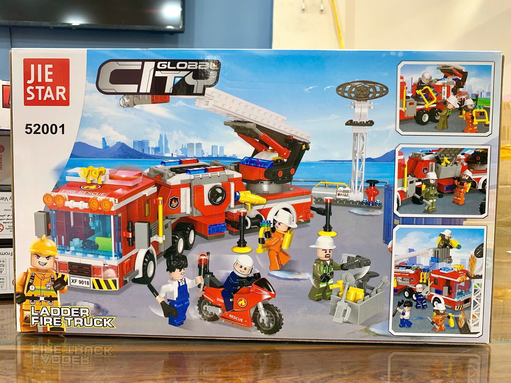 Đồ chơi lắp ráp : mô hình xếp khối Xe Cứu hỏa (Fire truck) 518 chi tiết, thương hiệu JIE STAR 6+ages, No. 520011