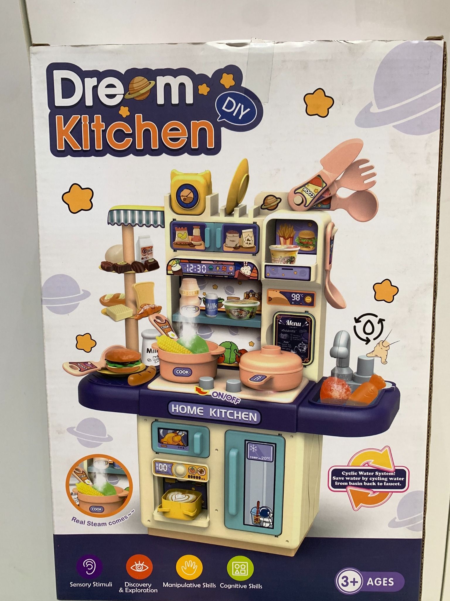 Đồ chơi nhập vai INBEALY Dream Kitchen DIY: Bộ bếp nhà cho bé ( kèm hiệu ứng phun sương & ánh sáng) 3Ages+ No. 36T-7