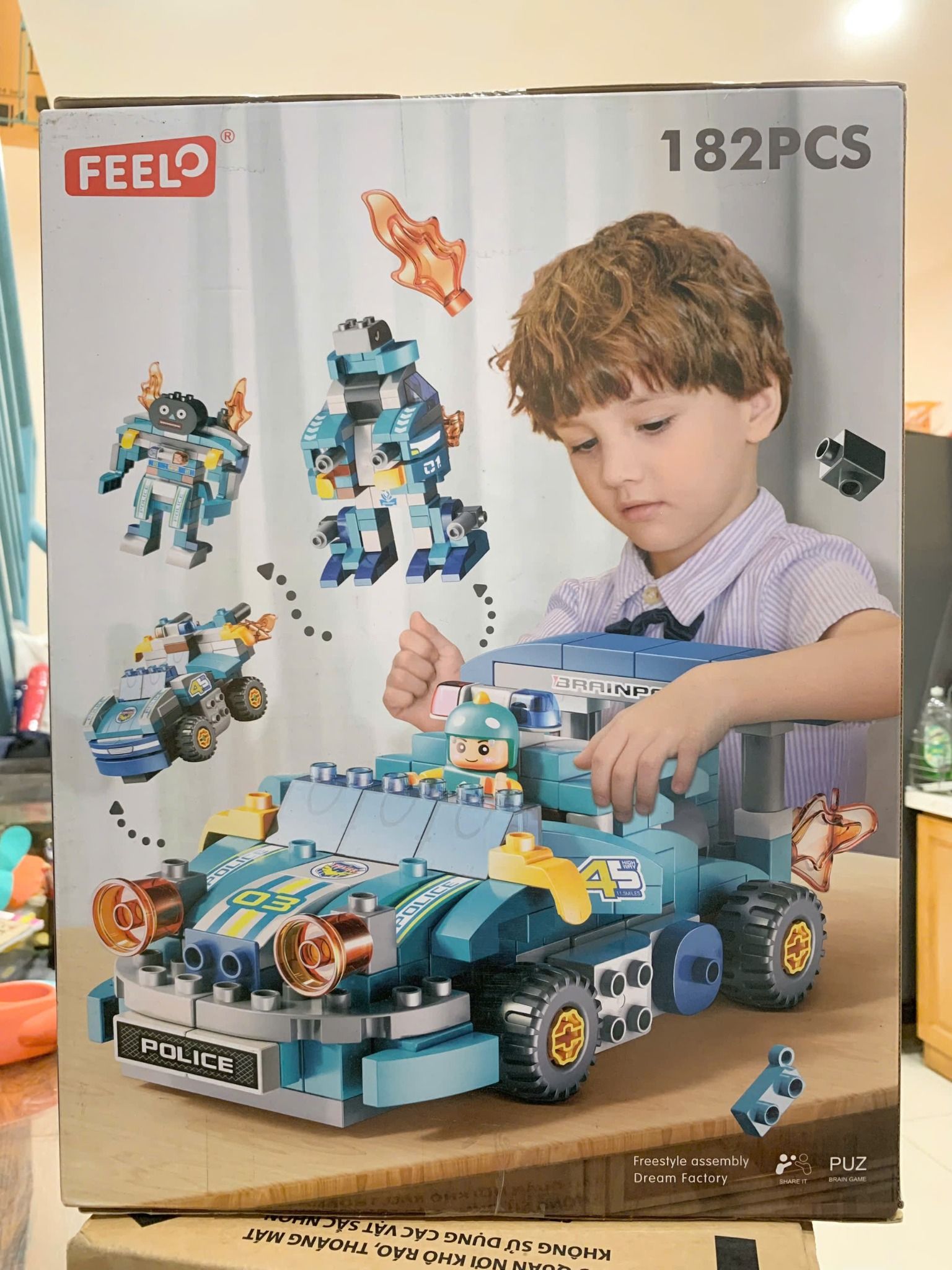 FEELO Đồ chơi lắp ghép: Bộ xếp khối xe đua sáng tạo(Variety racing car),182pcs, Model FL1683.