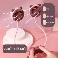 Đồ dùng văn phòng: Quạt đeo cổ tiện lợi hình tai thú (Neck USB Fan) có thể điều chỉnh đa hướng; pin sạc, Model DD 5583 DianDi Brand