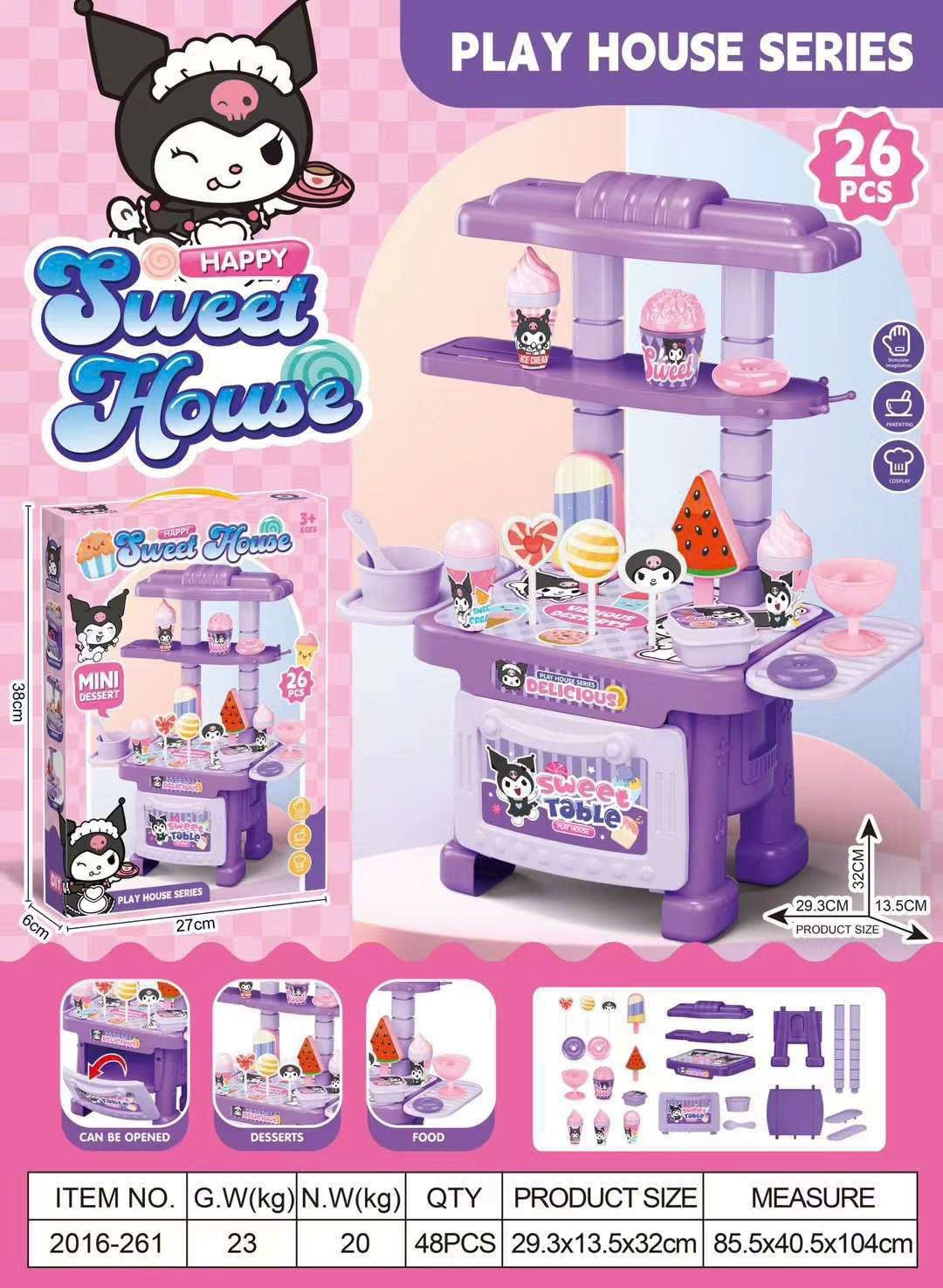 Bộ sưu tập SANRIO: quầy tráng miệng, nhà bếp bếp mini KUROMI (Mini dessert), 23pcs, 3+ages, No. 2016-260,261