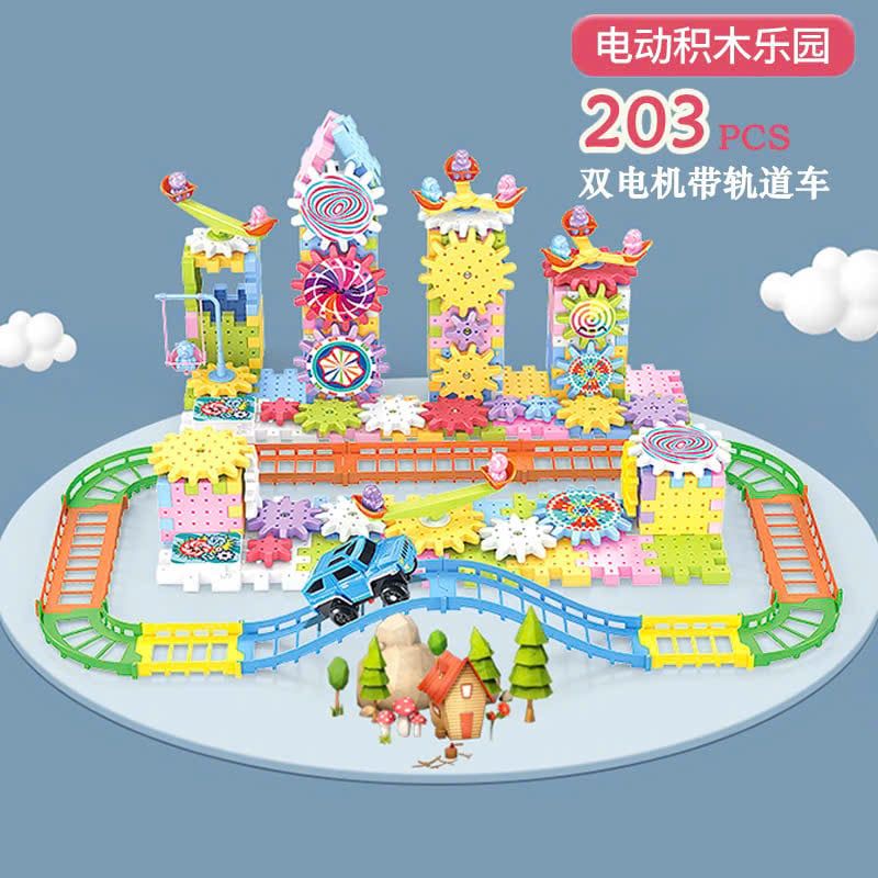 Đồ chơi mẫu giáo: Bộ lắp ráp bánh răng vòng xoay chuyển động (Magical Blocks), 203pcs, 3 ages+, No. 598-12