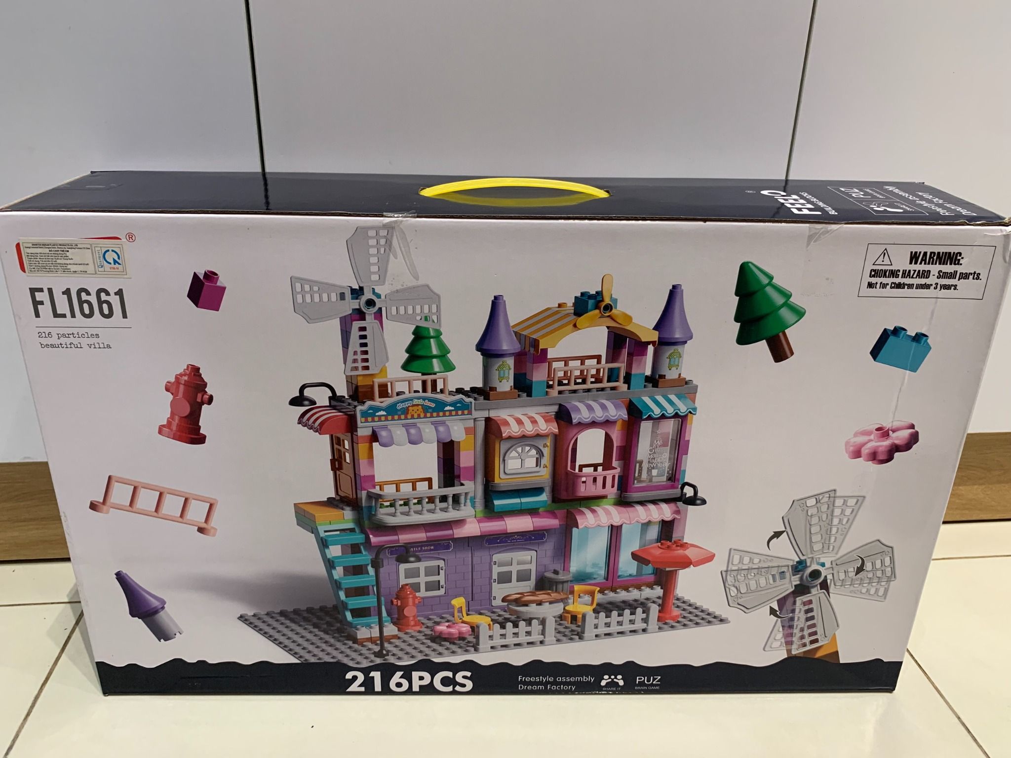 Đồ chơi lắp ghép FEELO PUZ BRAIN GAME: bộ xếp khối Lâu đài cối xoay gió, +3ages, 216pcs, model FL1661