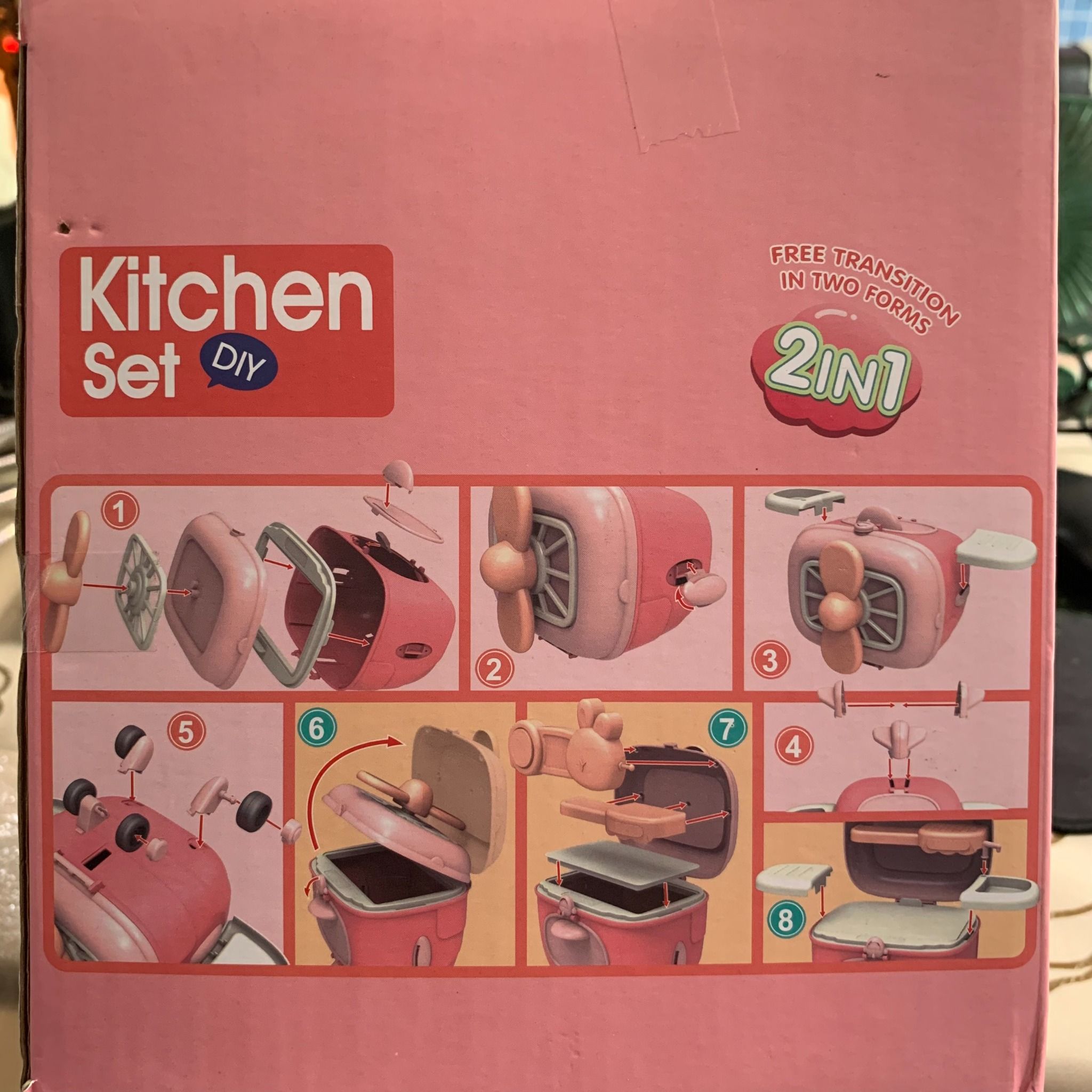 Đồ chơi nhập vai INBEALY Kitchen Set DIY: kệ bếp máy bay, bếp điện, nồi xoong chảo 2in1, +3ages, No. 1901-1,5