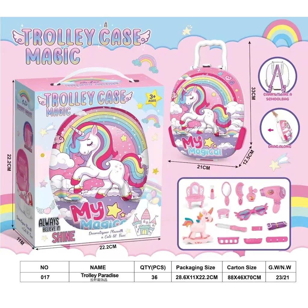 Đồ chơi nhập vai : Vali kéo đồ mô hình trang điểm Pony Trolley case magic, 3+ages, NO. 017